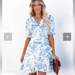 Blue and white wrap dress -Vici